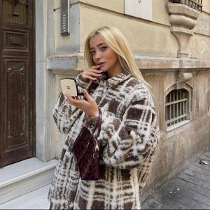 H&M Oversized Faux Shearling Jacket Shacket New